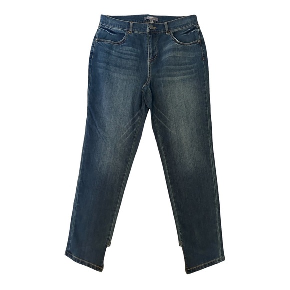 LISA RINNA COLLECTION Skinny JEANS Size 10 Super Cute Angle Cut On Bottom V623 - Picture 2 of 9